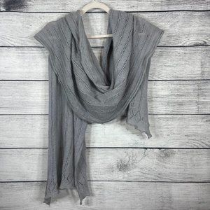 Gray Blue Wool Mohair Knitted Stole Scarf Shawl
